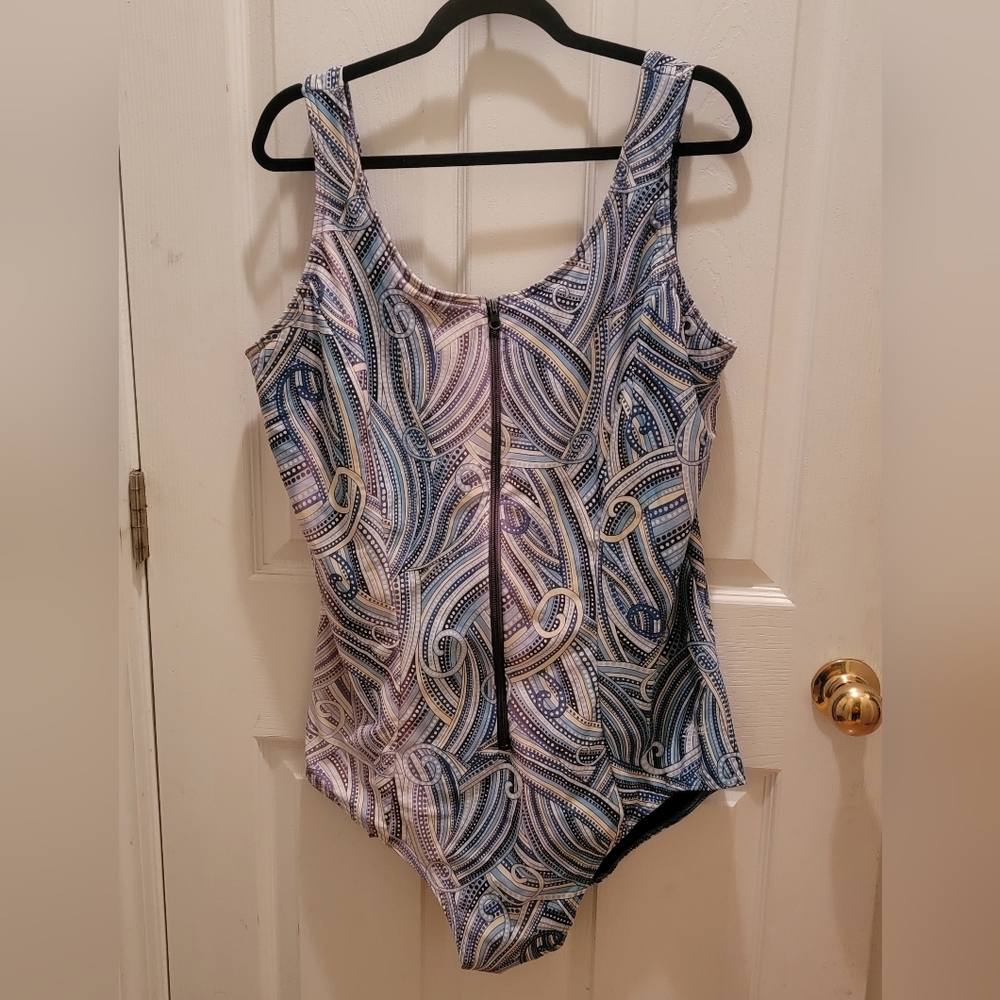 Womens One-Piece Plus Size Swimsuit With Built-In Shelf Bra - Size 24 Long